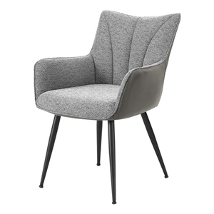 Pemberly Row Set of 2 Upholstered Dining Chairs in Light Gray Fabric