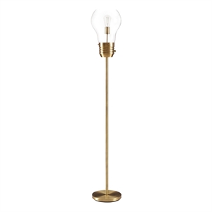Pemberly Row 71&quot Antique Brass Metal Floor Lamp with Exposed Bulb Design