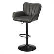 Pemberly Row Set of 2 Adjustable Swivel Barstools in Gray Faux Leather