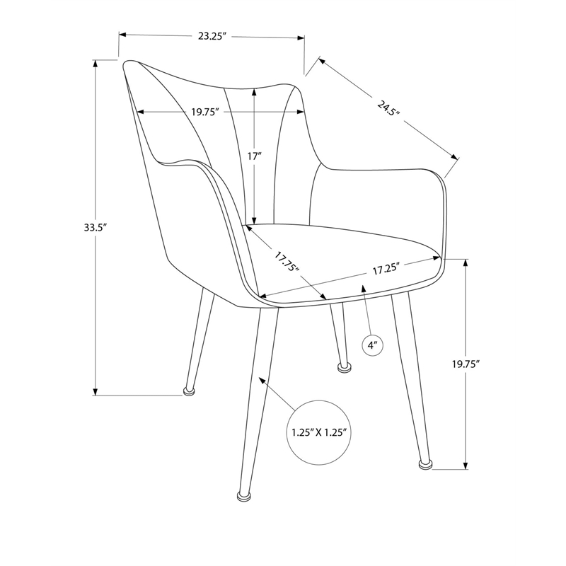 Pemberly Row Set of 2 Upholstered Dining Chairs in Dark Gray Fabric