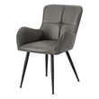 Pemberly Row Set of 2 Tufted Dining Chairs in Gray Faux Leather