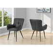 Pemberly Row Set of 2 Tufted Dining Chairs in Black Faux Leather
