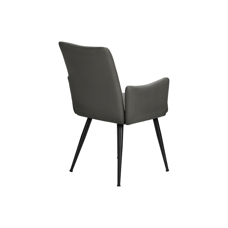 Pemberly Row Set of 2 Upholstered Dining Chairs in Gray Faux Leather