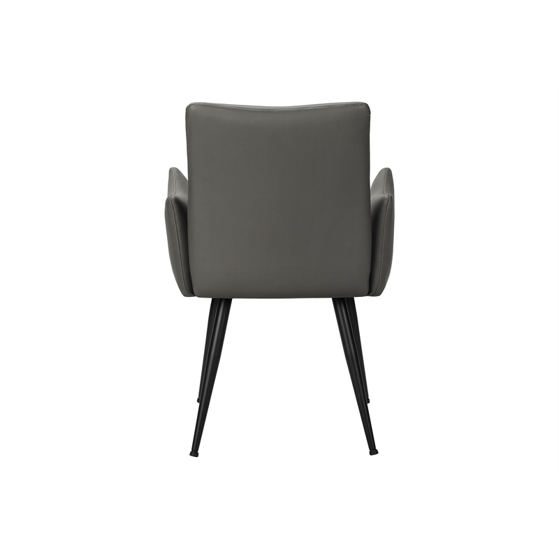 Pemberly Row Set of 2 Upholstered Dining Chairs in Gray Faux Leather