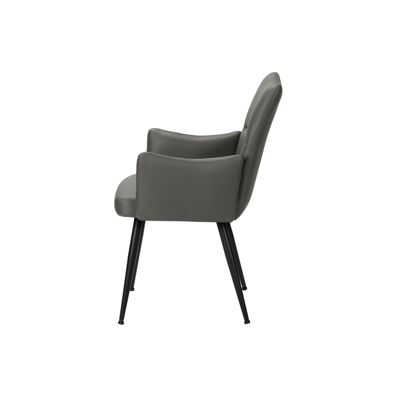 Pemberly Row Set of 2 Upholstered Dining Chairs in Gray Faux Leather