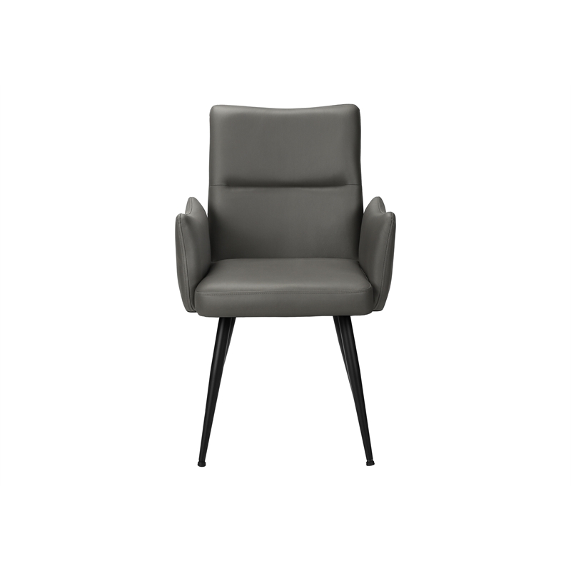 Pemberly Row Set of 2 Upholstered Dining Chairs in Gray Faux Leather