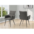 Pemberly Row Set of 2 Upholstered Dining Chairs in Gray Faux Leather