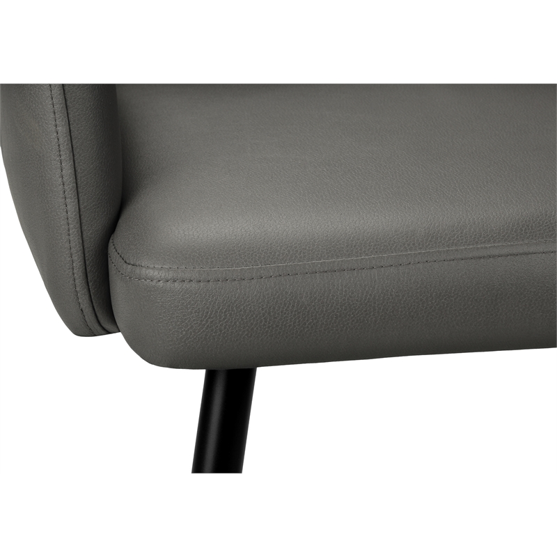 Pemberly Row Set of 2 Upholstered Dining Chairs in Gray Faux Leather