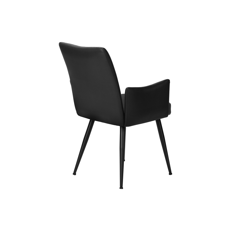 Pemberly Row Set of 2 Upholstered Dining Chairs in Black Faux Leather