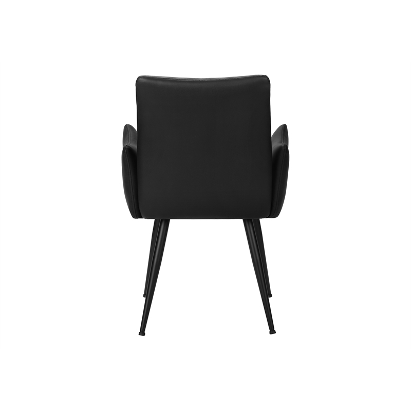 Pemberly Row Set of 2 Upholstered Dining Chairs in Black Faux Leather