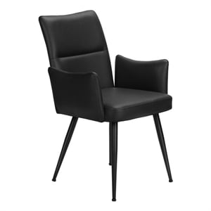 Pemberly Row Set of 2 Upholstered Dining Chairs in Black Faux Leather