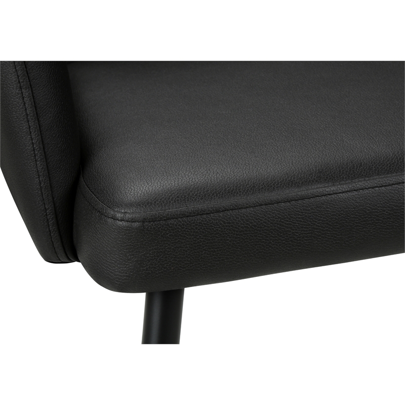 Pemberly Row Set of 2 Upholstered Dining Chairs in Black Faux Leather