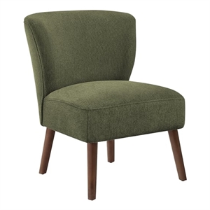Pemberly Row 33&quot Mid-Century Accent Chair in Green Fabric with Walnut Legs