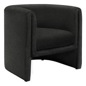 Pemberly Row Contemporary 29&quot Barrel Accent Chair in Black Fabric