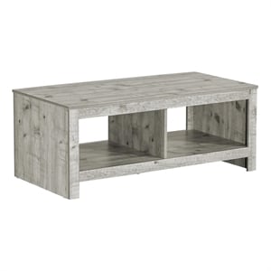 Pemberly Row 44&quot Rectangular Coffee Table with Storage Shelf in Rustic Gray