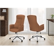 Pemberly Row High-Back Executive Office Chair in Brown Faux Leather with Chrome