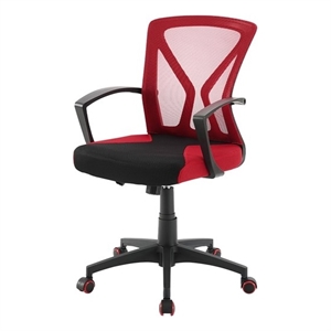 Pemberly Row Mid-Back Ergonomic Office Chair in Red and Black Mesh