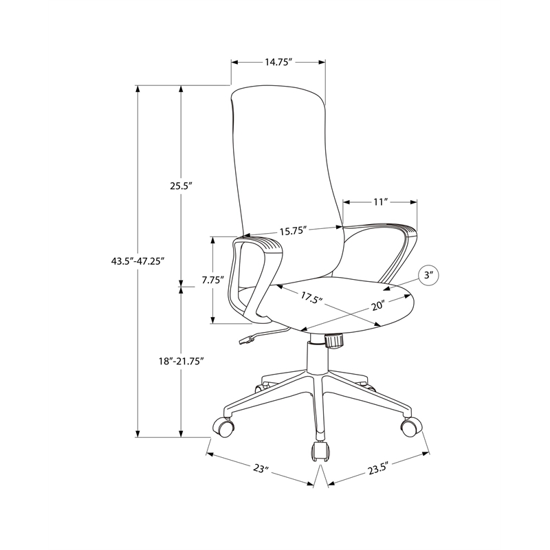 Pemberly Row High-Back Executive Office Chair in Black Fabric with Swivel Base