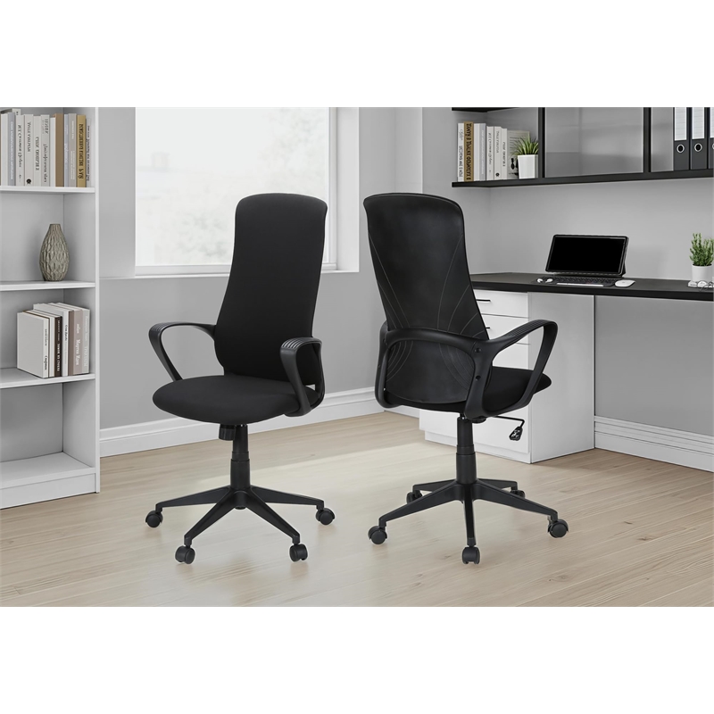 Pemberly Row High-Back Executive Office Chair in Black Fabric with Swivel Base