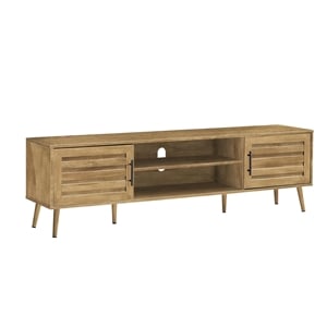 Pemberly Row 72&quot Transitional TV Stand with Storage Cabinets in Walnut Laminate