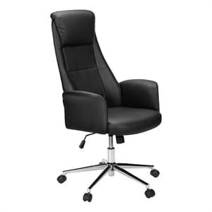 Pemberly Row Black Faux Leather High-Back Executive Office Chair with Headrest