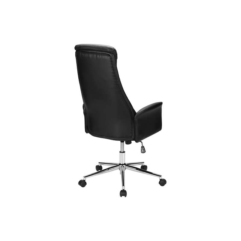 Pemberly Row Black Faux Leather High-Back Executive Office Chair with Headrest