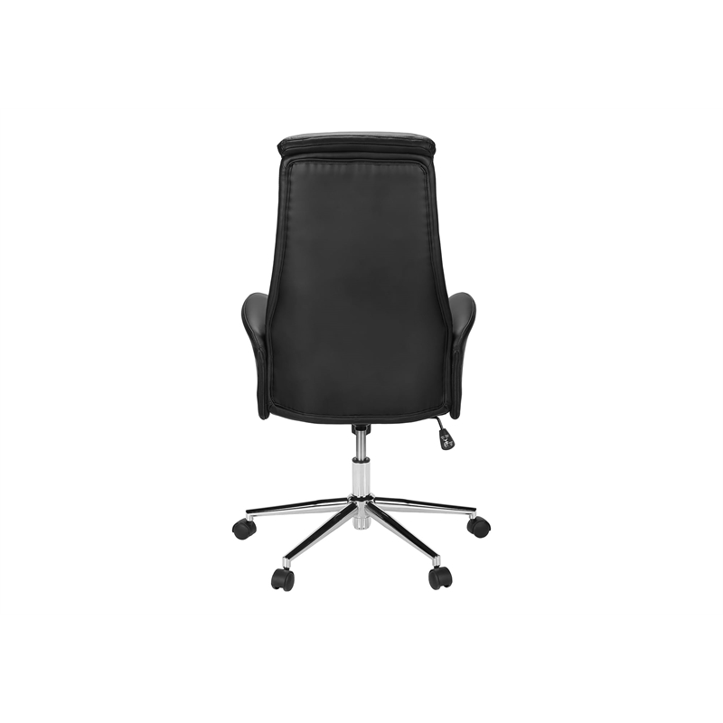 Pemberly Row Black Faux Leather High-Back Executive Office Chair with Headrest