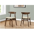 Pemberly Row Set of 2 Mid-Century Dining Chairs in Sand Fabric with Walnut Legs