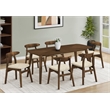 Pemberly Row Set of 2 Mid-Century Dining Chairs in Sand Fabric with Walnut Legs