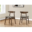 Pemberly Row Set of 2 Mid-Century Dining Chairs in Brown Fabric with Walnut Legs