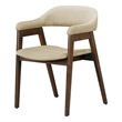 Pemberly Row Set of 2 Mid-Century Dining Chairs in Sand Fabric with Dark Walnut