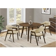 Pemberly Row Set of 2 Mid-Century Dining Chairs in Sand Fabric with Dark Walnut