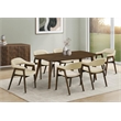 Pemberly Row Set of 2 Mid-Century Dining Chairs in Sand Fabric with Dark Walnut