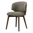 Pemberly Row Set of 2 Dining Chairs in Brown Woven Fabric with Walnut