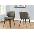 Pemberly Row Set of 2 Dining Chairs in Brown Woven Fabric with Walnut
