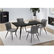 Pemberly Row Set of 2 Mid-Century Dining Chairs in Gray Faux Leather with Metal