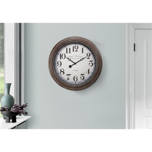 Pemberly Row 20&quot Round Vintage Wall Clock with Numerical Display in Brown