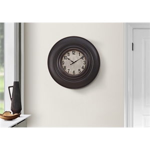 Pemberly Row 20&quot Round Beaded Wall Clock with Vintage Charm in Antique Brown