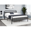 Pemberly Row Queen Metal Platform Bed with Gray Linen-Look Upholstered Headboard