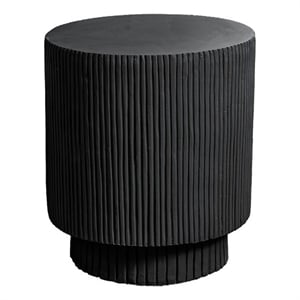 Pemberly Row 25&quot Round Ridged Indoor/Outdoor Accent Table in Black