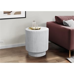 Pemberly Row 25&quot Round Ridged Indoor/Outdoor Accent Table in White