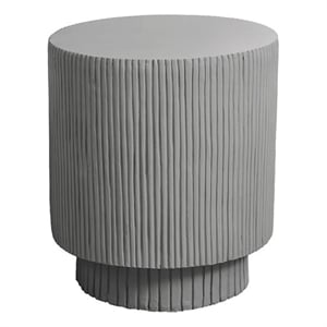 Pemberly Row 25&quot Round Ridged Indoor/Outdoor Accent Table in Gray