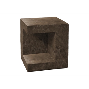 Pemberly Row 25&quot Square Cube Indoor/Outdoor Accent Table in Walnut