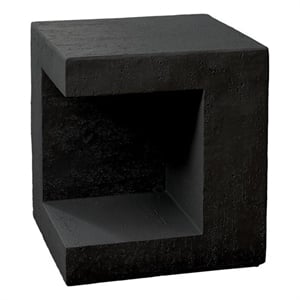 Pemberly Row 25&quot Square Cube Indoor/Outdoor Accent Table in Black