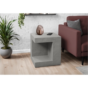 Pemberly Row 25&quot Square Cube Indoor/Outdoor Accent Table in Gray