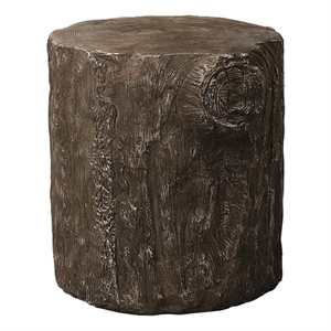 Pemberly Row 25&quot Round Tree Stump Indoor/Outdoor Accent Table in Walnut