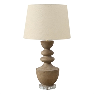 Pemberly Row 28&quot Brown Resin Table Lamp with Beige Fabric Shade