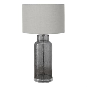 Pemberly Row 28&quot Textured Gray Glass Table Lamp with Gray Fabric Shade