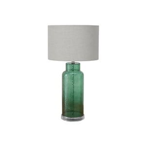 Pemberly Row 28&quot Textured Green Glass Table Lamp with Gray Fabric Shade