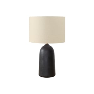 Pemberly Row 27&quot Black Ceramic Table Lamp with Beige Linen-Blend Shade